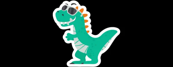 Cartoon dinosaur with glasses